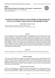 Adapting International Management Strategies