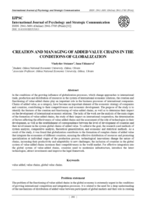 Creation and Managing of Added Value Chains