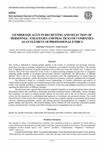 Gender Equality in Recruiting and Selection of Personnel